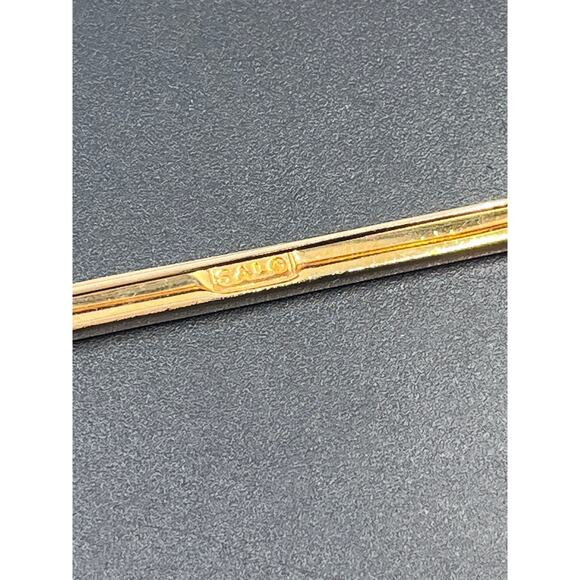 SWAROVSKI SAL Vintage Gold Tone Rhinestone Signed Elongated Bar Pin Brooch - Picture 6 of 9